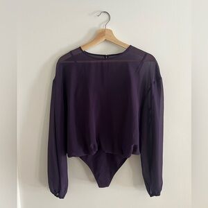 Wilfred Deep Purple Sheer Body Suit Blouse